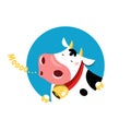 Vector circle emblem of a mooing cow. Royalty Free Stock Photo