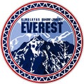 Vector circle Everest mountain logo. Emblem with highest peack in world. Mountaineering illustration. Royalty Free Stock Photo