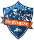 Vector circle Everest mountain logo. Emblem with highest peack in world. Mountaineering illustration. Royalty Free Stock Photo