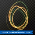 Vector circle light effect of line gold swirl. Glowing light fire flare trace. Royalty Free Stock Photo