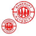 Vector Circle Grunge Red Rubber Stamp Effect : Bankrupt, isolated on white Royalty Free Stock Photo
