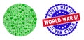 Bicolor World War Iii Scratched Seal Stamp with Circle Icon Alcohol Collage Royalty Free Stock Photo