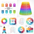 Vector circle infographic set. Business diagrams, arrows graphs, linear presentations, idea cycle charts. Data options Royalty Free Stock Photo