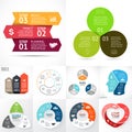 Vector circle infographic set. Business diagrams, arrows graphs, startup logo presentations, idea charts. Data options Royalty Free Stock Photo