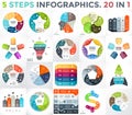 Vector circle infographics set. Business diagrams, arrows graphs, startup logo presentations and idea charts. Data Royalty Free Stock Photo