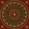 vector Circle lace pattern of gold embroidery Royalty Free Stock Photo