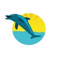 Vector circle logo with dolphin