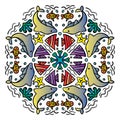 Vector circle of mandala with dolphin sea animals ornament pattern. Royalty Free Stock Photo