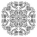 Vector circle of mandala with dolphin sea animals ornament pattern. Royalty Free Stock Photo