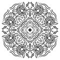 Vector circle of mandala with turtle ornament pattern. Royalty Free Stock Photo
