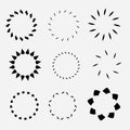 set of circle made from repeated various shape simple flat vector design