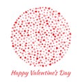 Vector Circle Sphere red Hearts for Valentines Day card Background.