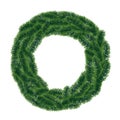 Vector circle wreath made from coniferous tree branches with needle leaves on white background Royalty Free Stock Photo