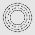 Vector Circles of Barbed Wire, Silhouette Royalty Free Stock Photo