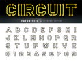 Vector of Circuit Alphabet Letters and numbers, Future Techno stylized fonts Royalty Free Stock Photo