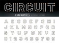 Vector of Circuit Alphabet Letters and numbers, Future Techno stylized fonts