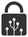 Vector Flat Circuit Lock Icon