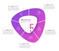 Vector circular infographic template in the form of abstract shape divided by five parts