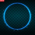 Vector circular light beam isolated on transparent background.