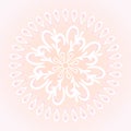 Vector circular pattern of a volumetric flower on a beige background. Drawing for tiles