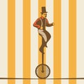 Vector circus illustration, man on rope Royalty Free Stock Photo