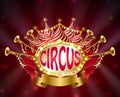 Vector circus signboard with glowing light bulbs