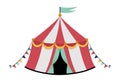 Vector circus tent icon. Amusement park marquee clipart isolated on white background. Cute funny striped festival arena. Street
