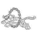 Vector Circus Tiger Jumping through Flaming Hoop