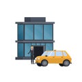 Taxi order. The man hailed a taxi. Vector illustration Royalty Free Stock Photo