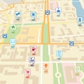 Vector city map with pin location pointers Royalty Free Stock Photo