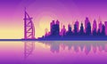 Vector City Silhouette of Burj Al Arab Buildings