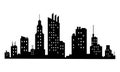 Vector city silhouette. Modern urban landscape. High building with windows. Illustration on white background Royalty Free Stock Photo