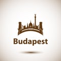 Vector city skyline with landmarks Budapest Hungary