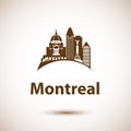 Vector city skyline with landmarks Montreal Quebec Canada. Royalty Free Stock Photo