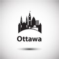 Vector city skyline with landmarks Ottawa Ontario Canada.