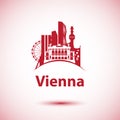 Vector city skyline with landmarks Vienna Austria.
