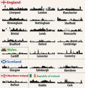 Vector city skylines of British Isles countries Royalty Free Stock Photo