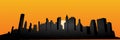 Vector. Cityscape silhouette. Red sky sunset. Dark city silhouette illustration. New York city silhouette banner. Abstract city Royalty Free Stock Photo