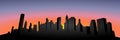 Vector. Cityscape silhouette. Sunset. Dark city silhouette illustration. New York city silhouette