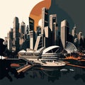 Vector cityscape of singapore vector illustration