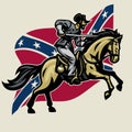 Civil War Confederate Army Riding Horse and Hold the Sword