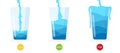 Vector of claen water level in glass icon collection flat style Royalty Free Stock Photo