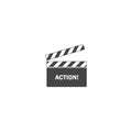 Vector clapper for movie with inscription on white isolated background