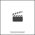 Vector clapper for movie on white isolated background