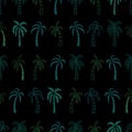 Vector classic black horizontal tropical coconut trees horizontal seamless pattern background Royalty Free Stock Photo