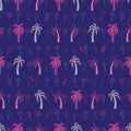 Vector classic blue tropical horizontal coconut trees transparency effect seamless pattern background Royalty Free Stock Photo