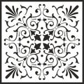 Vector classic monochrome square ornament. Black pattern in a square.