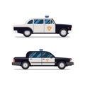 Vector Classic Police Car. Side view. Modern flat style Royalty Free Stock Photo