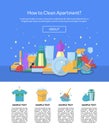 Vector cleaning flat icons website page template illustration