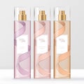 Vector Clear Bottle Body & Cap Fragrance Spray Packaging with Ribbon Pattern